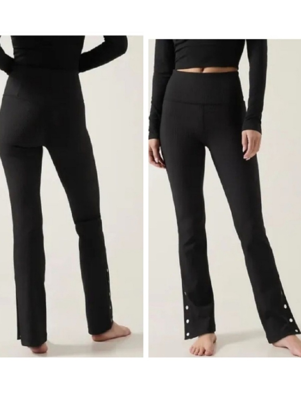 ATHLETA Elation Rib Snap Pant // Black Small Tall